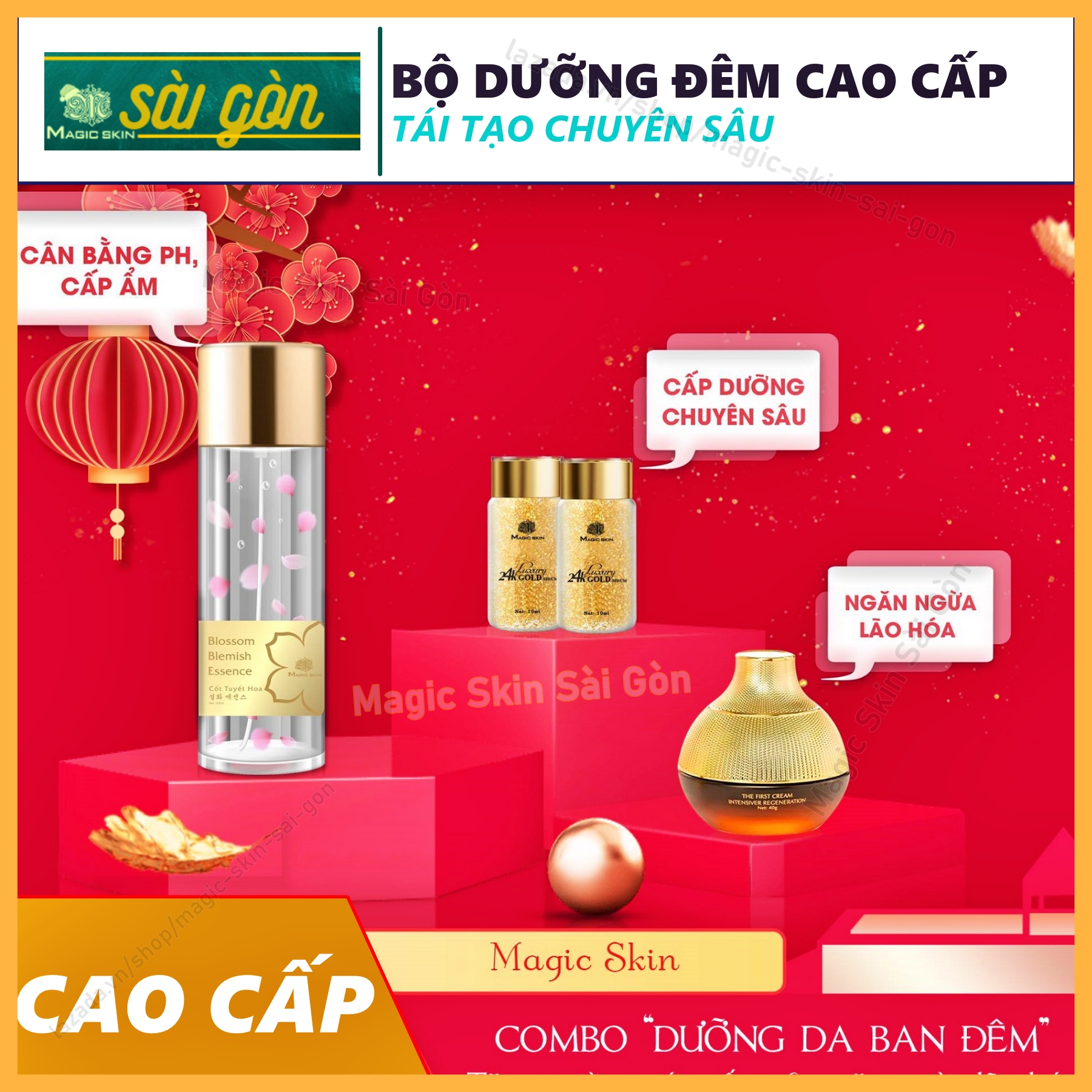 COMBO dưỡng da ban đêm NGĂN NGỪA LÃO HÓA phục hồi TÁI SINH LÀN DA Magic Skin