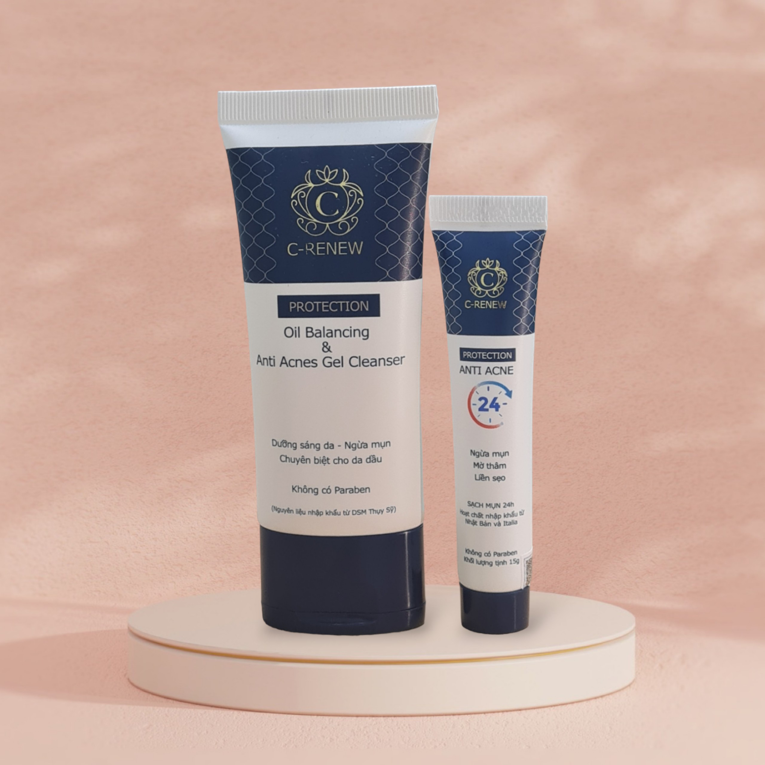 Combo ngừa mụn cấp tốc cho tuổi dậy thì C-RENEW Anti Acnes 24 giờ và Gel Rửa Mặt Ngừa Mụn 50g
