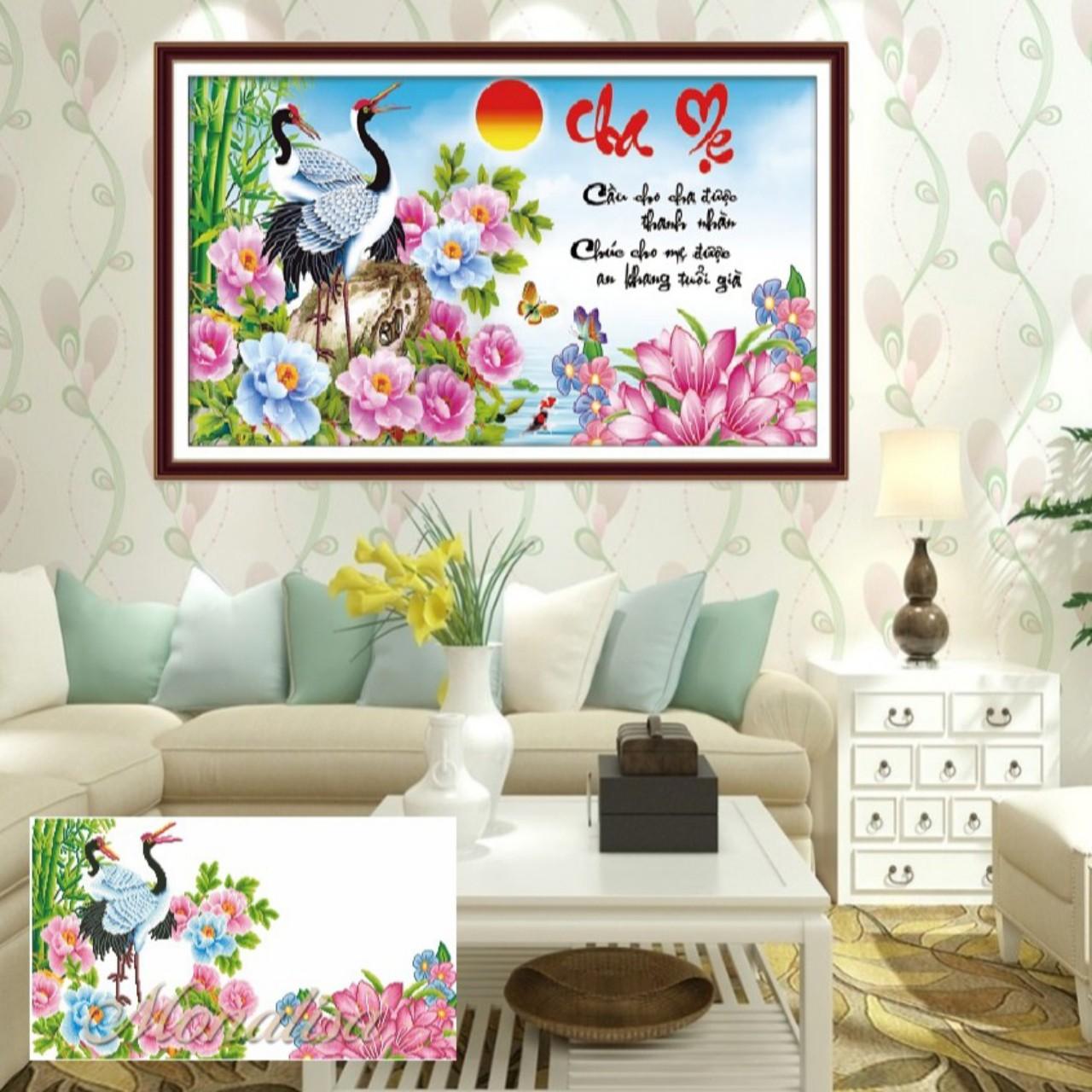 Tranh đính đá cha mẹ y8148