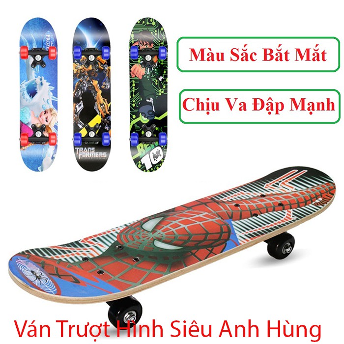 Mua Ván Trượt, Ván Trượt Trẻ Em, Ván Trượt Hình Siêu Anh Hùng, Ván Gỗ Dày Khung Hợp Kim Chắc Chắn, 4 Bánh Xe Cân Bằng Dễ Trượt.