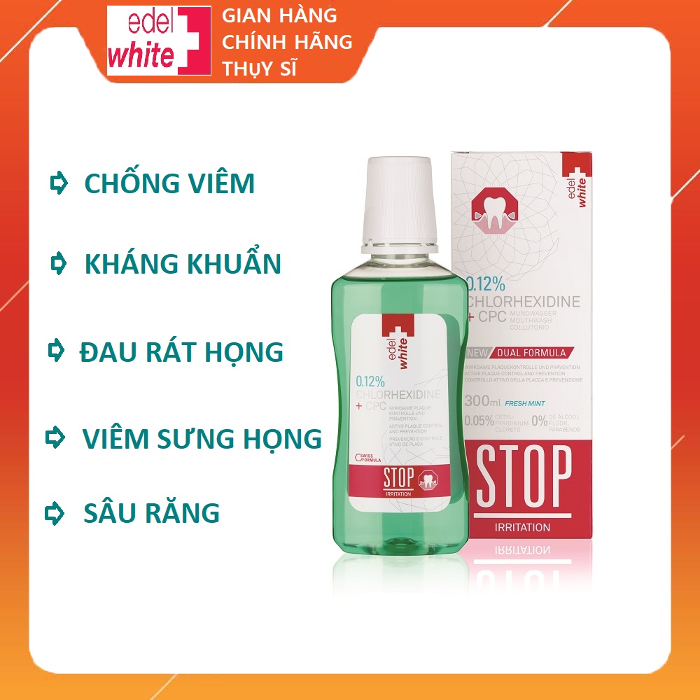 Nước súc miệng bảo vệ toàn diện STOP Irritation 300ml edelwhite Thụy sĩ