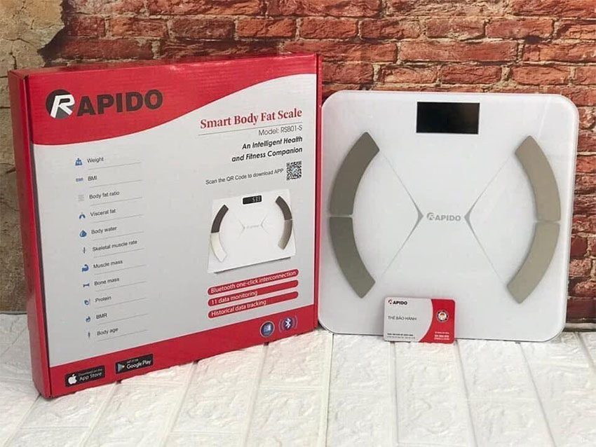 Cân sức khỏe rapido review, Cân sức khỏe hãng nào tốt, Cân Sức Khỏe Phân Tích Chỉ Số Cơ Thể Rapido RSB01-S Có bluetooth Theo Dõi Trên Điện Thoại Chính Xác Cao. Bảo Hành Uy Tín 12 Tháng Trên Toàn Quốc