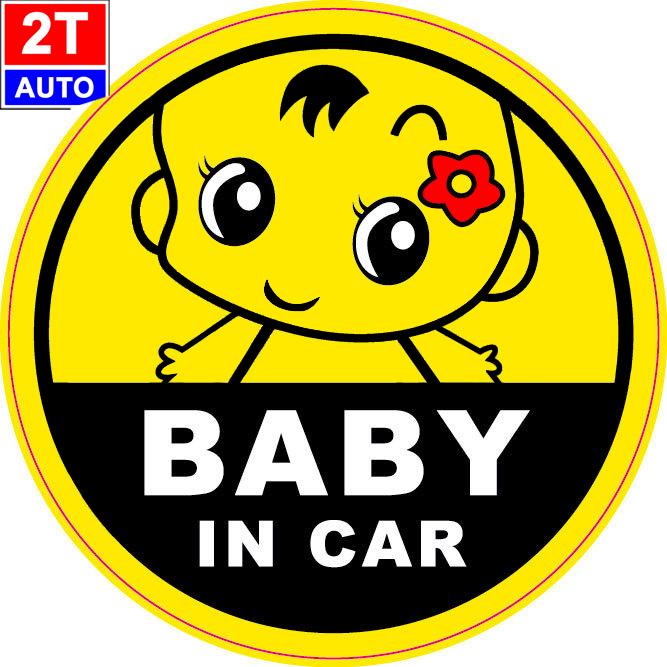 Decal Sticker Baby In Car dán ô tô xe hơi- cảnh báo có trẻ nhỏ trong xe