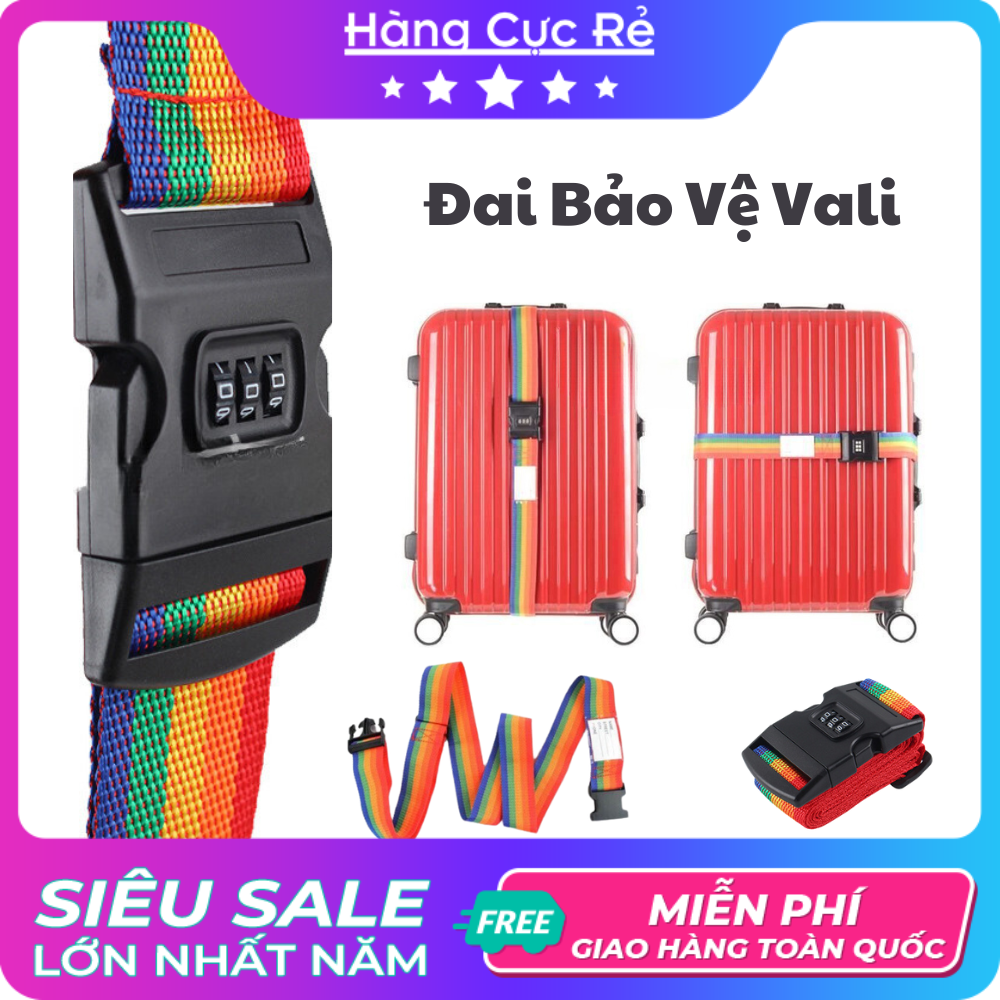 Dây đai cột vali du lịch, có khóa số an toàn, buộc ngang bảo vệ va li hành lý - Shop Hàng Cực Rẻ