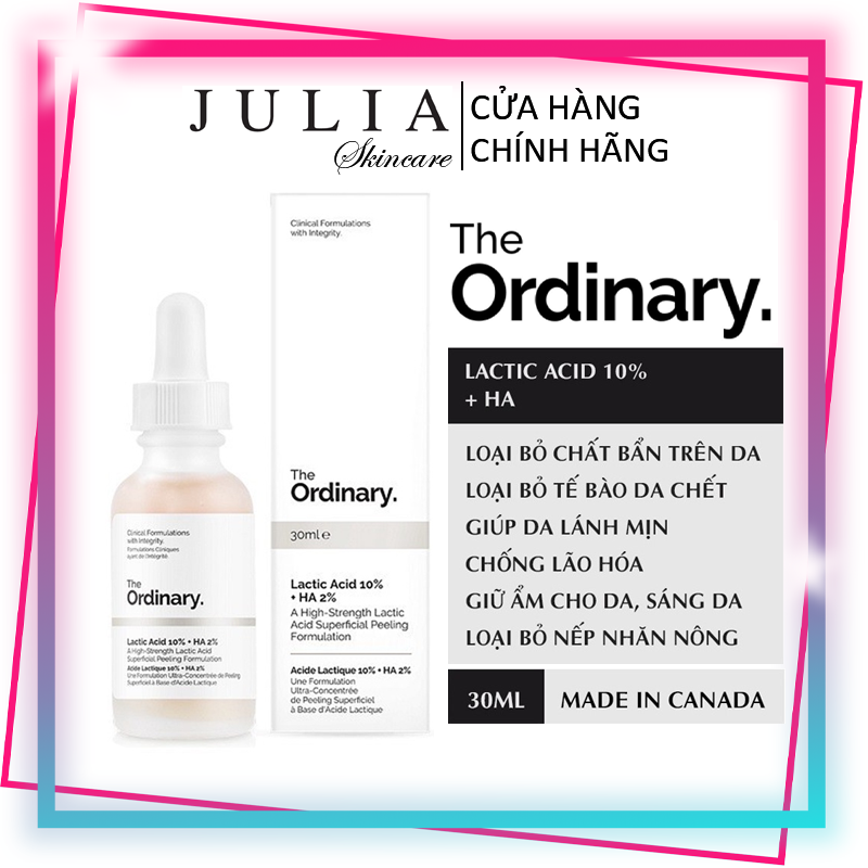 Serum The Ordinary Lactic Acid 10% + HA 2%. Giữ nước, cung cấp độ ẩm cần thiết cho làn da căng mong mềm mại