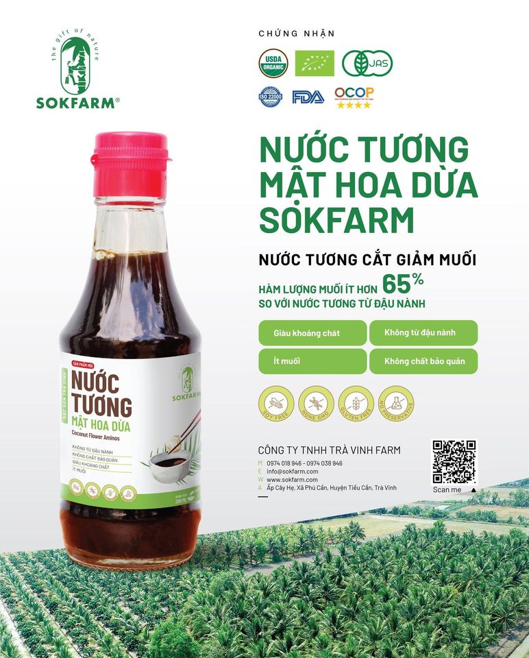 NƯỚC TƯƠNG MẬT HOA DỪA SOKFARM - COCONUT FLOWER AMINOS 200ML