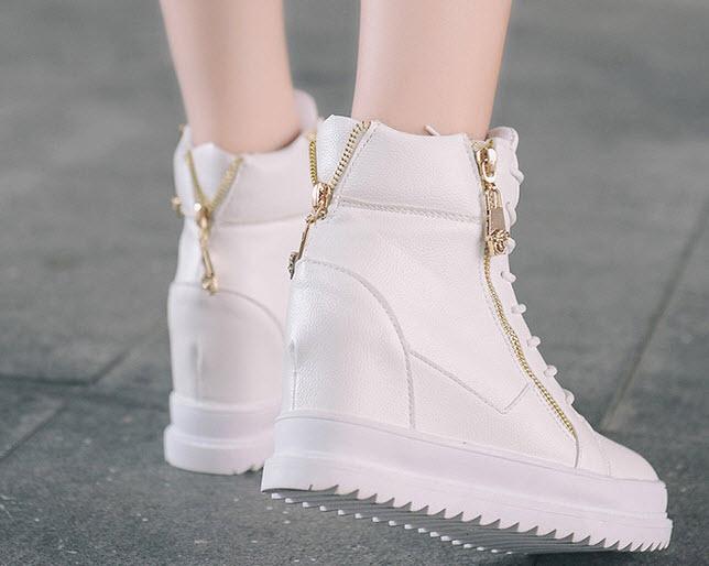 Giày boot nữ cao cổ đế độn phong cách Hàn Quốc B042