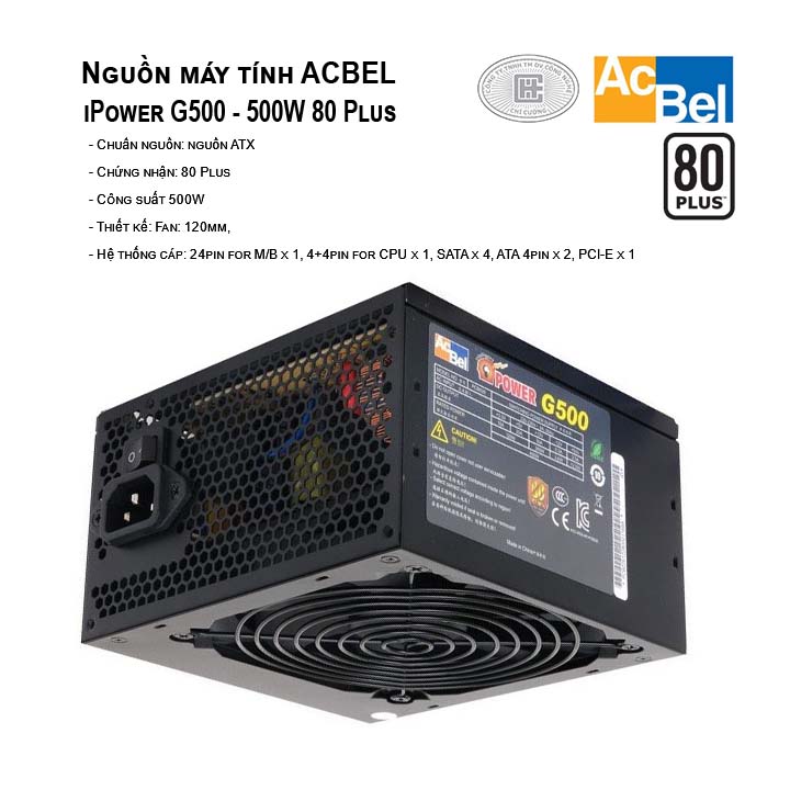 Nguồn máy tính công suất thực acbel ipower g500 - 500w - 80 plus white