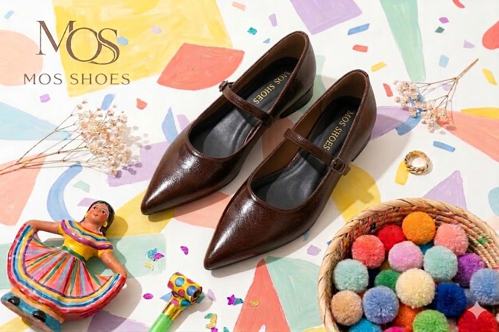 Tặng em xinh gái-Giày Búp Bê Mũi Nhọn Quai Ngang Giày nữ chất da bóng mũi nhọn phong cách nhẹ nhàng Cao 4cm-5cm