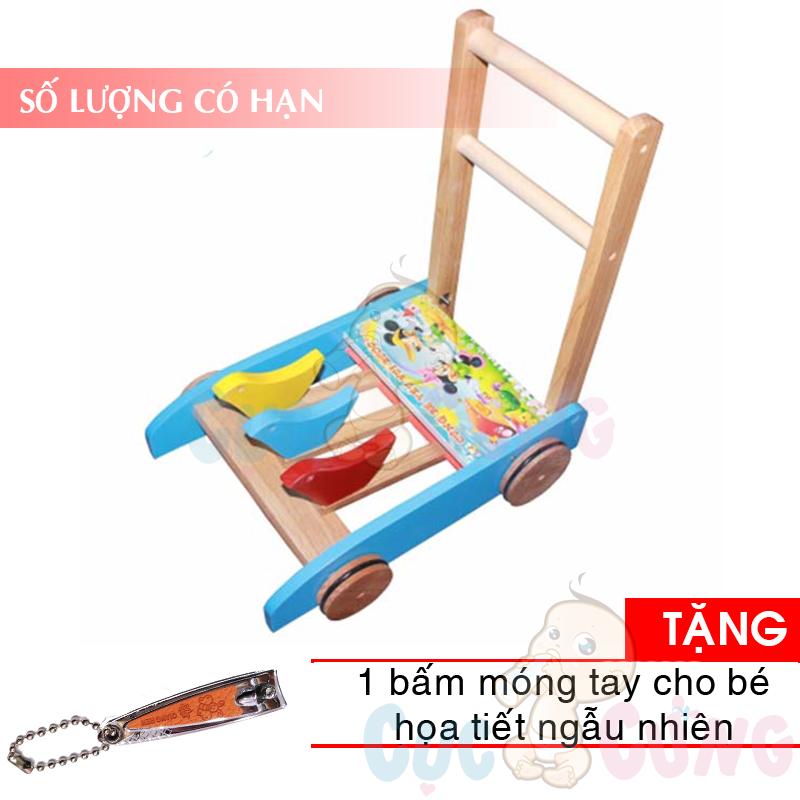Xe tập đi cho bé bằng gỗ Song Son Tặng 1 cắt móng tay họa tiết ngẫu nhiên - xe tap di cho be