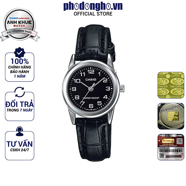 Đồng hồ nữ dây da casio anh khuê ltp-v001l-1budf