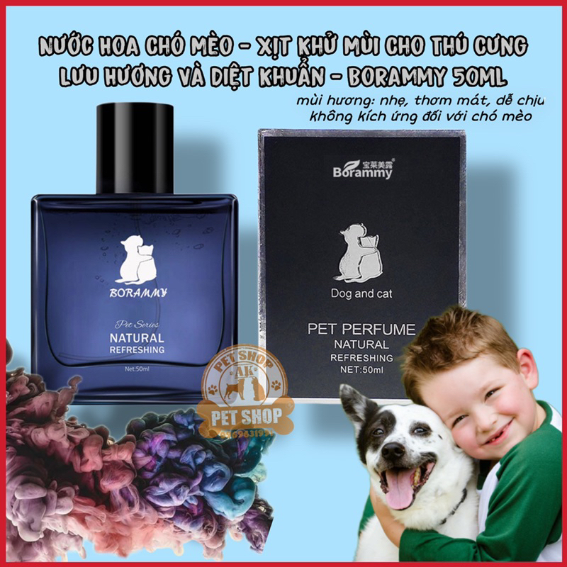 Nước Hoa Chó Mèo - Xịt Khử Mùi Cho Thú Cưng Lưu Hương Và Diệt Khuẩn - Borammy 50ml