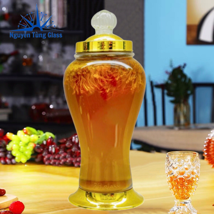 Bình ngâm rươu sâm thủy tinh phú hoà 4 lít không van