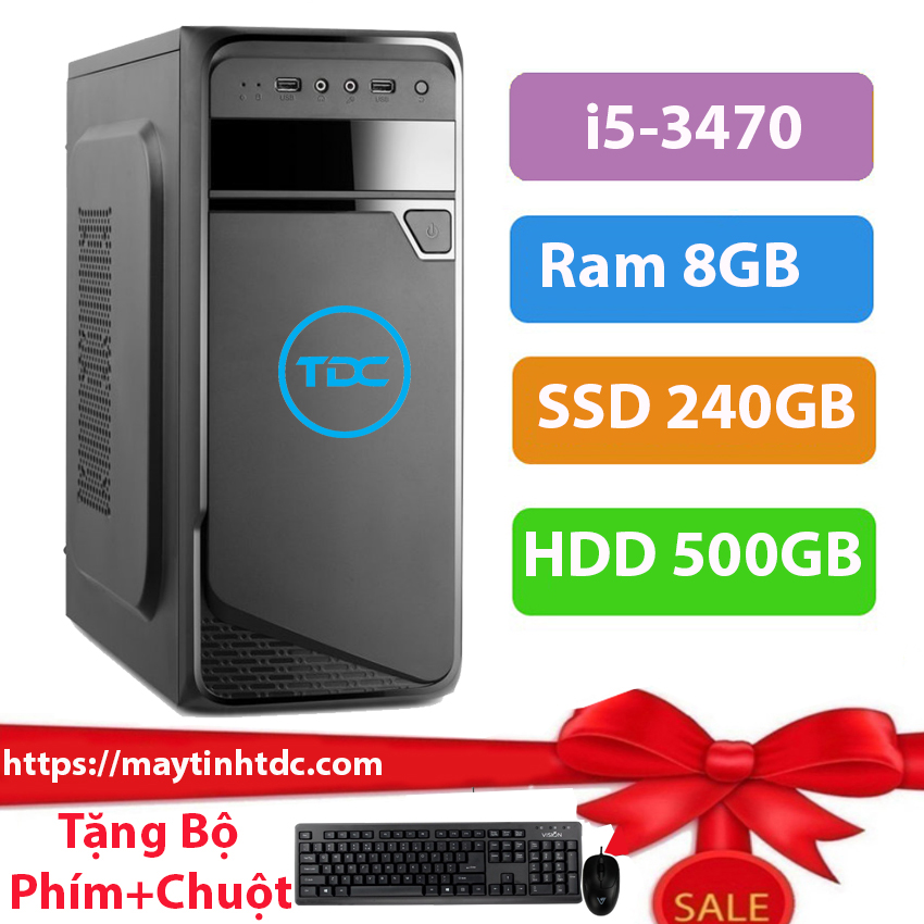 Máy tính để bàn MAX PC CPU Core i5 3470 / Ram 8GB / ổ cứng SSD 512GB. Qùa tặng bộ phím chuột, bàn di chuột. Bảo hành 12 tháng.