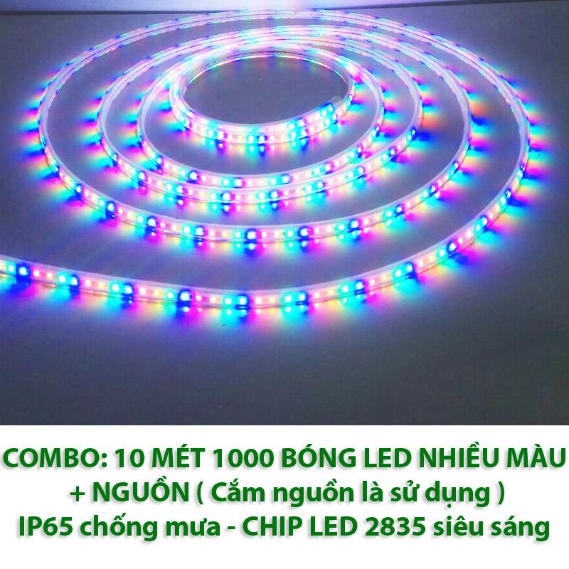 [LOẠI 10M] Đèn led 7 màu-dây đèn led trang trí nhiều chế độ nháy (TẶNG KÈM NGUỒN CẮM ĐIỆN LÀ SÁNG)