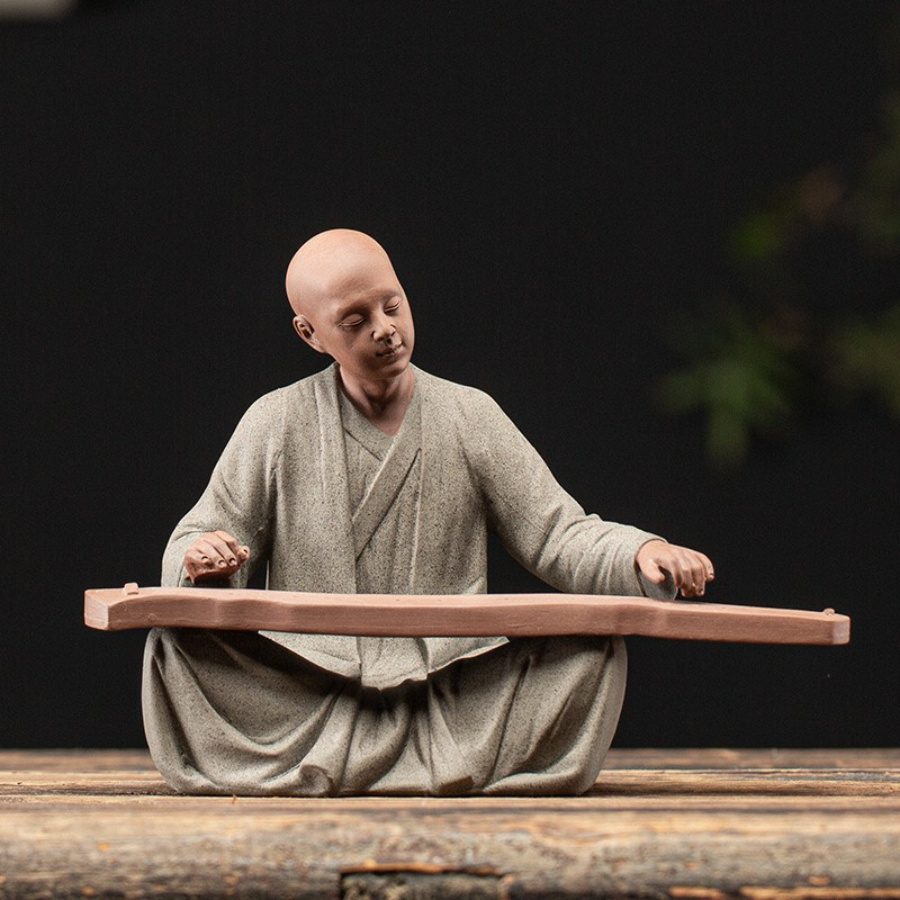 [HCM]TƯỢNG THIỀN SƯ  NHÀ SƯ NGỒI ĐÁNH ĐÀN GỐM TỬ SA