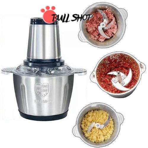 Máy xay thịt đa năng cối inox 304 2l công suất 250w, 4 lưỡi, cối xay thực phẩm đa năng