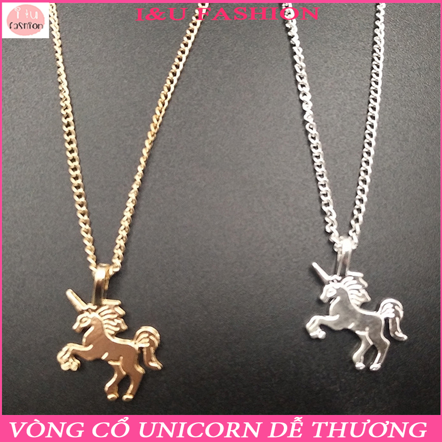 Dây chuyển vòng cổ Nam Nữ Unicorn - ngựa 1 sừng màu vàng - bạc chất liệu kim loại siêu dễ thương ( có chọn màu ) VC-03