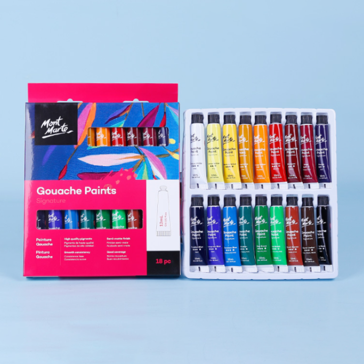 Bộ 18 màu gouache mont marte x 12ml - gouache paints signature - pmhs0029