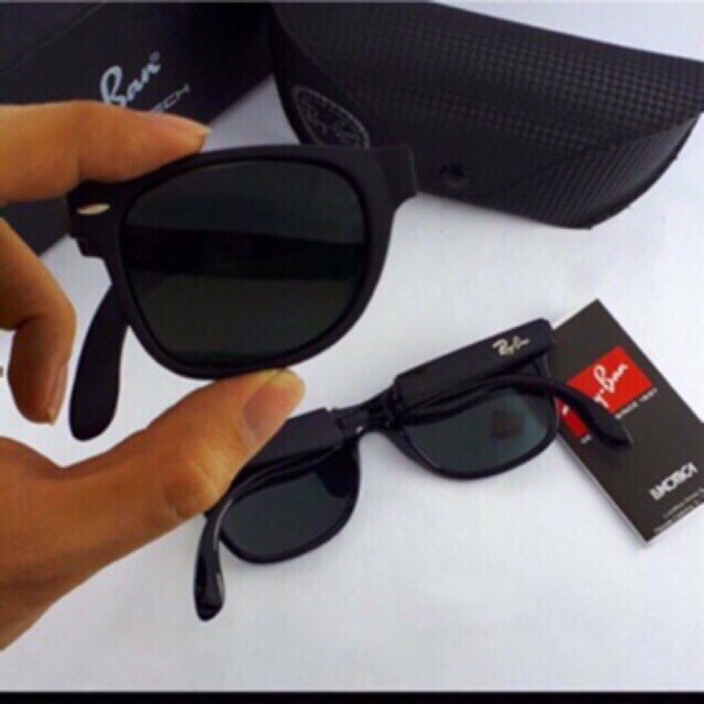 Kính đen nhám rayban gấp gọn cho nam nữ ben