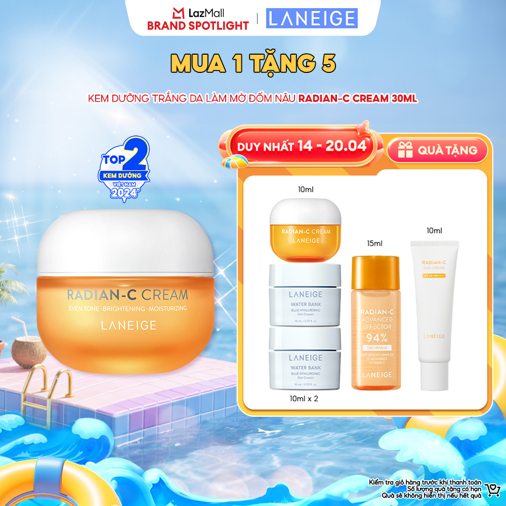 Kem Dưỡng Sáng Da Mờ Đốm Nâu Vượt Trội Hiệu Quả Sau 3 Ngày Laneige Radian-C Cream 30ML