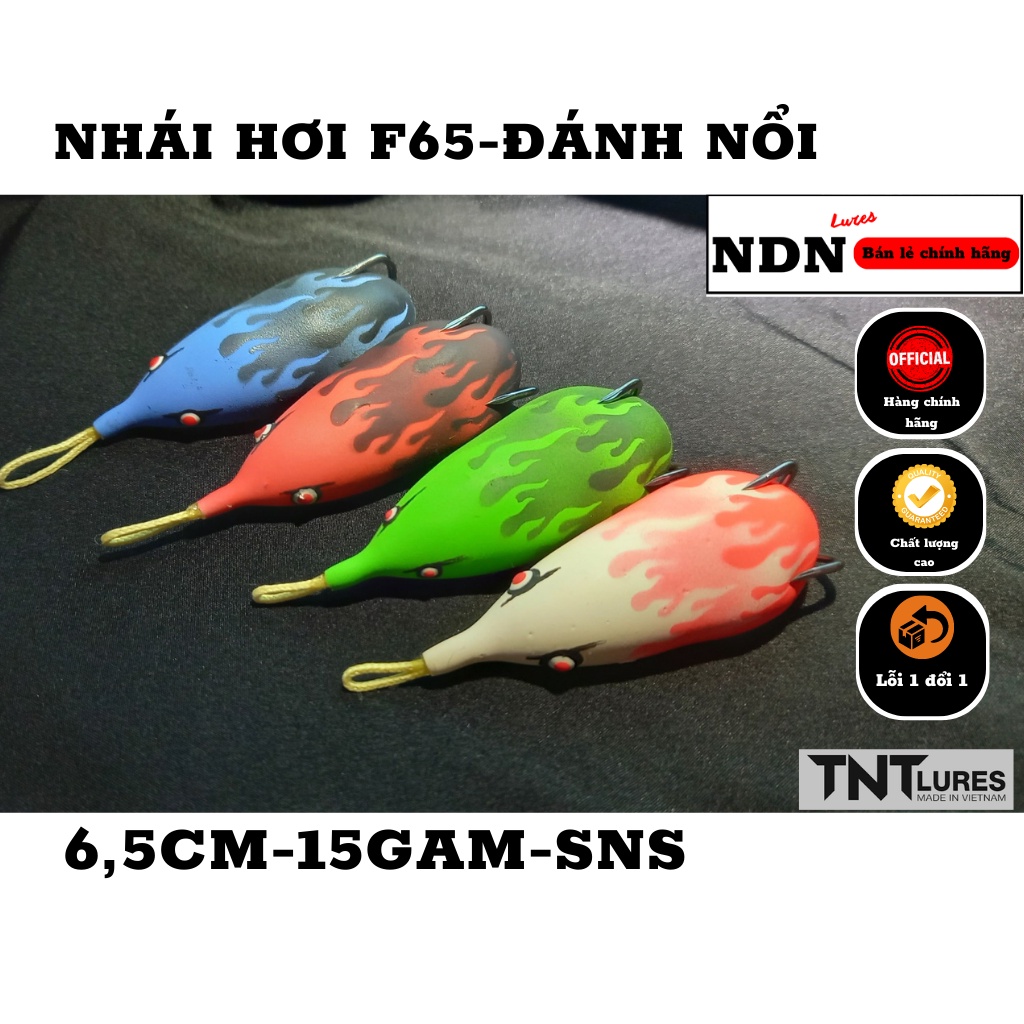 Mồi lure nhái hơi f65 tnt lure mồi giả câu cá lóc dài 6,5cm nặng 15g action nổi