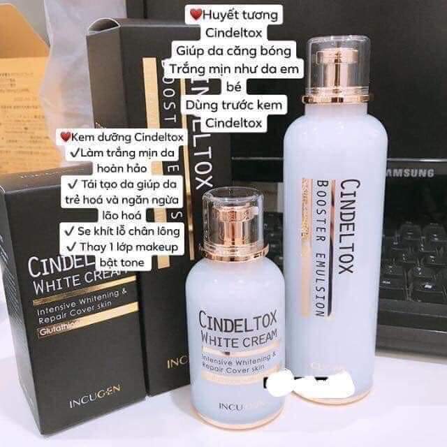 [HCM][Combo]Bộ dưỡng trắng Cindel Tox - Kem truyền trắng 50ml + Nhũ tương 120ml