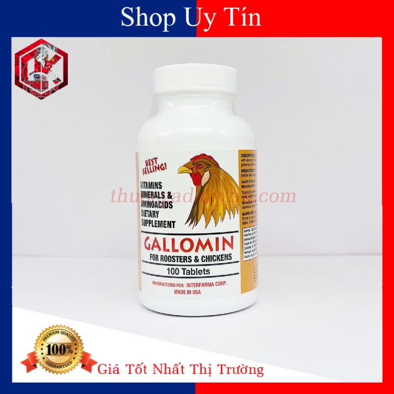 Gallomin Hộp 100 Viên Zin Dinh Dưỡng Nuôi Chiến Kê Không Gây Nóng