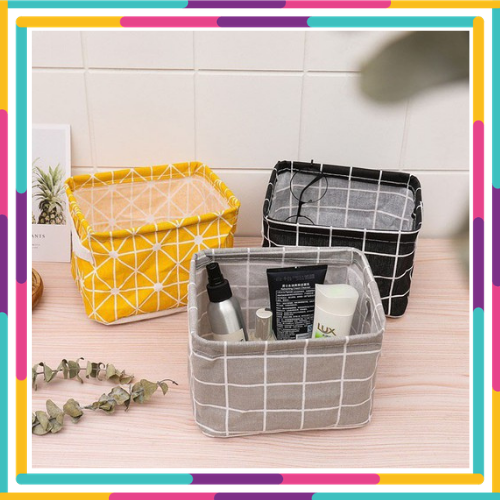 Hộp vải đựng đồ dùng cá nhân văn phòng- hộp vải đựng đồ-Giỏ vải đa năng đựng đồ cá nhân, giỏ vải chứa mỹ phẩm để bàn