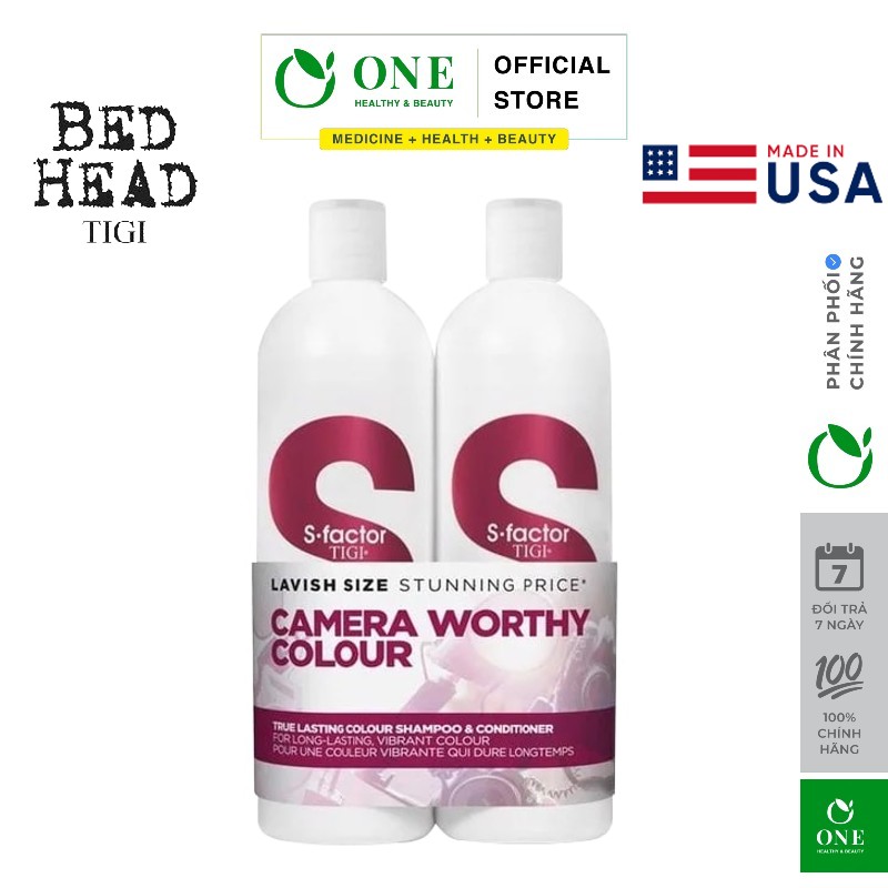 Cặp dầu gội xả tigi trắng factor camera worthy colour - 750ml