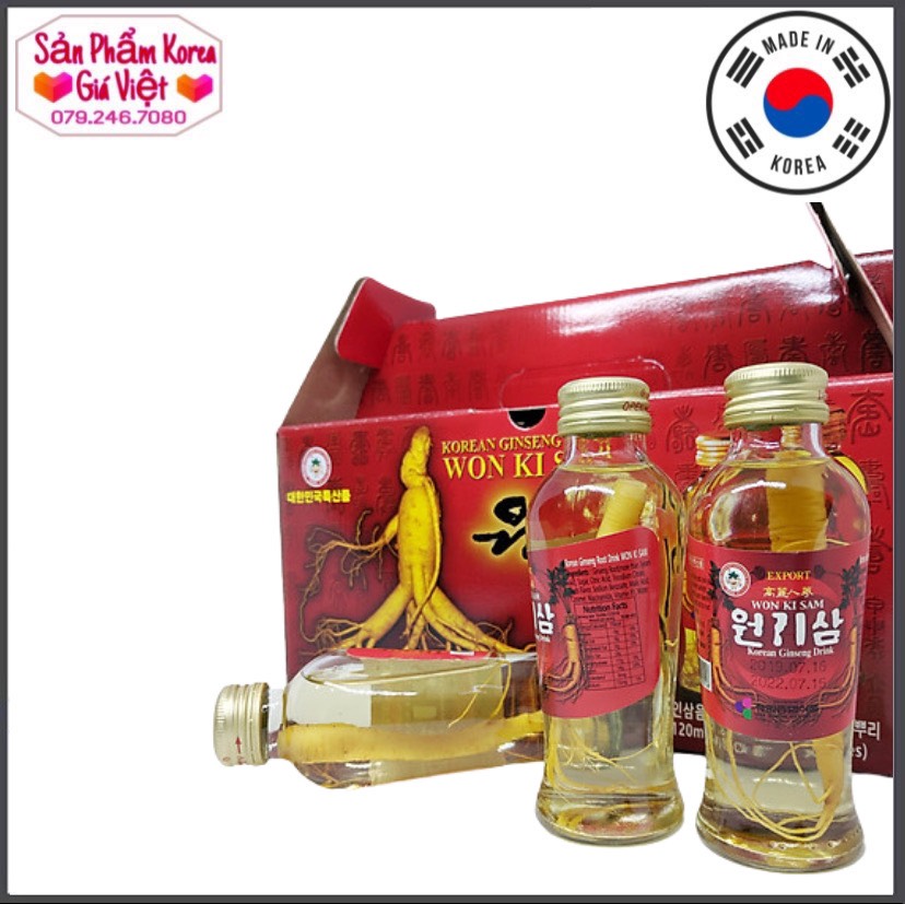 Bộ 10 chai nước uống hồng sâm nguyên củ Hàn Quốc 120ml/chai.