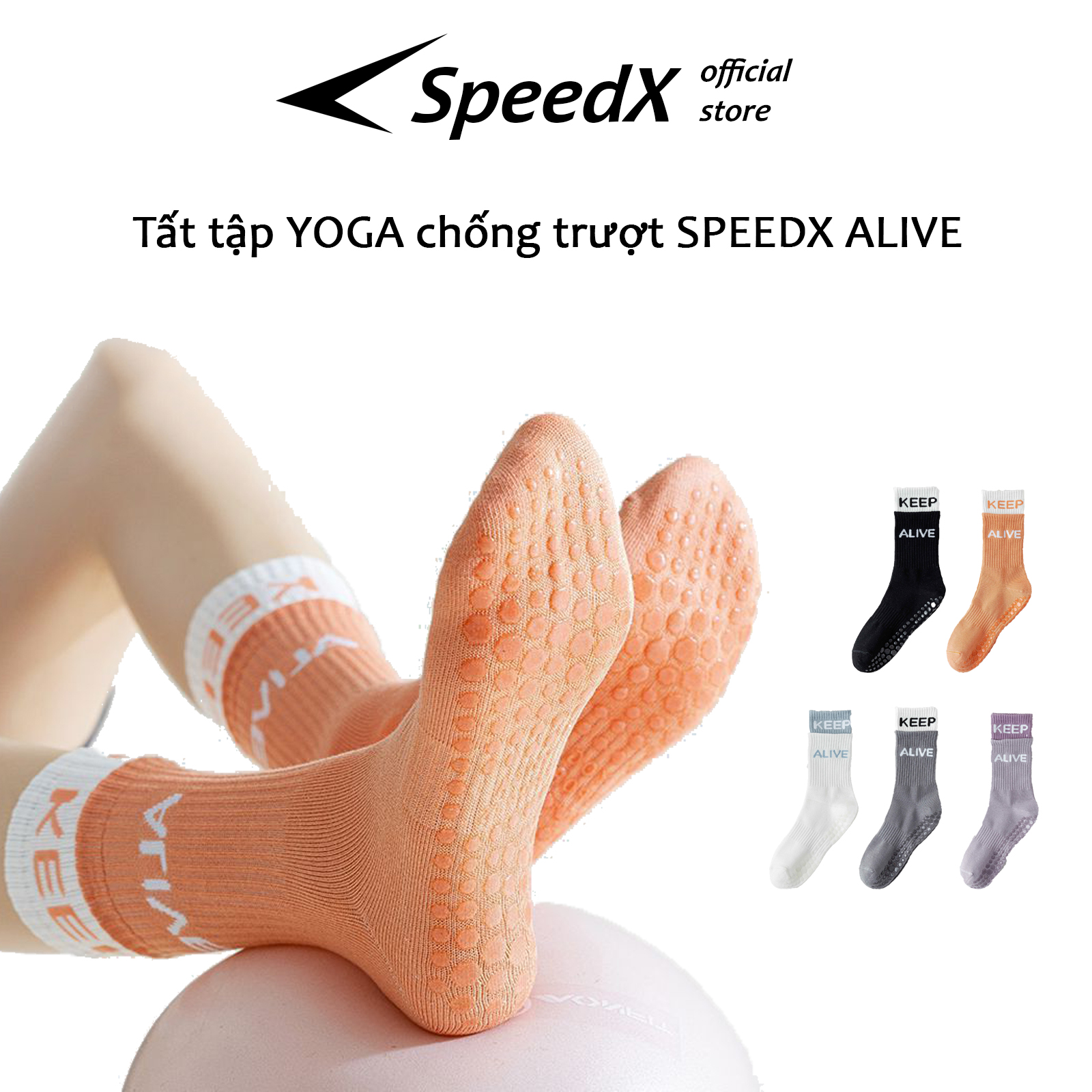 Tất Vớ Yoga Chống Trơn trượt SpeedX ALIVE cổ cao chống trơn trượt tập yoga, tất vớ tập múa chống trượt cho nữ