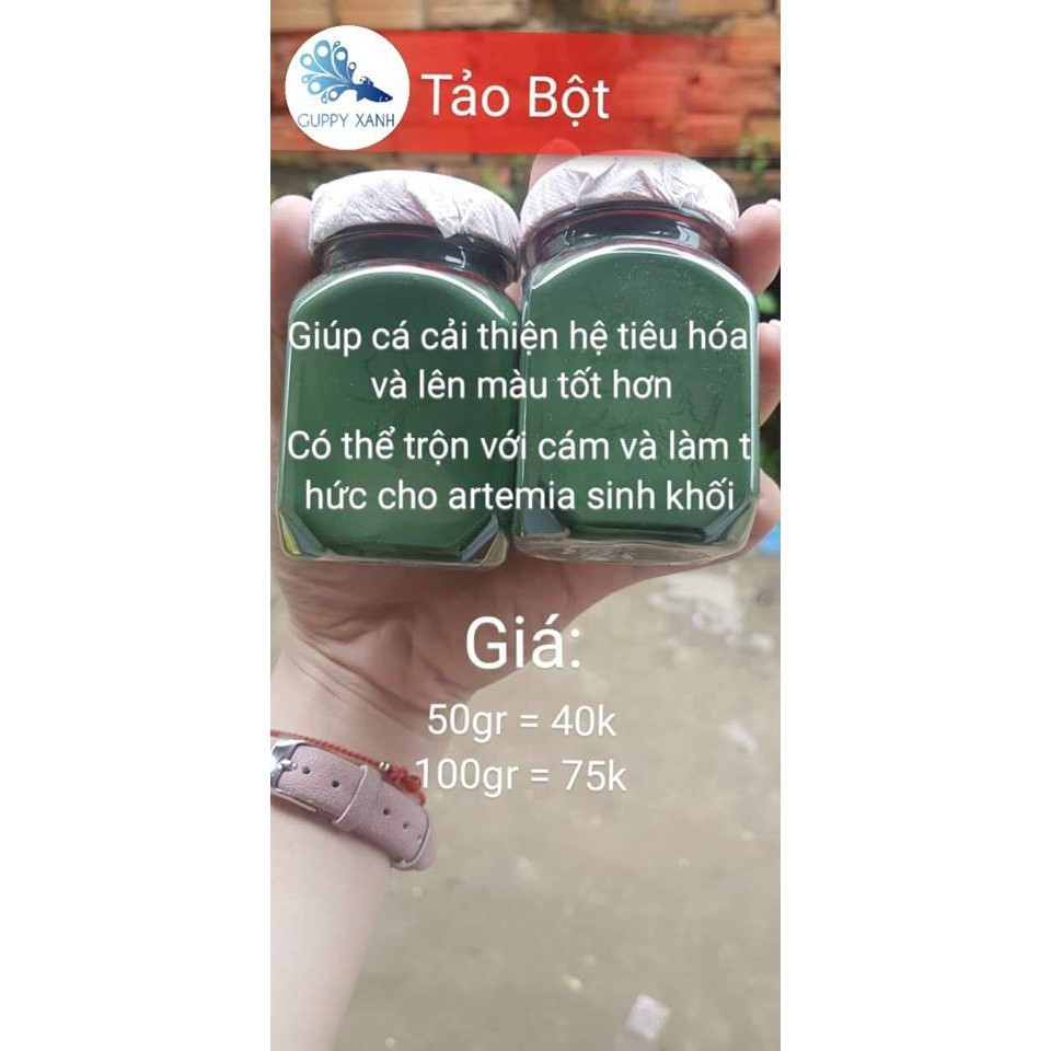 Tảo bột thức ăn cho cá cảnh - Atermia - Artemia sinh khối - Guppy Xanh 100gr cam kết hàng đúng mô tả chất lượng đảm bảo