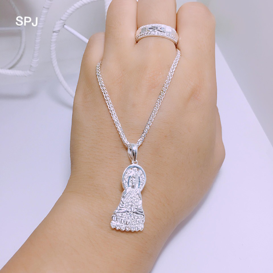 Dây chuyền nữ mặt phật bà mẫu mới bạc