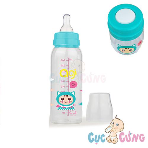 Bình sữa AGI Premium cổ thường 250ml màu ngẫu nhiên phiên bản đặc biệt 2 chức năng - binh sua
