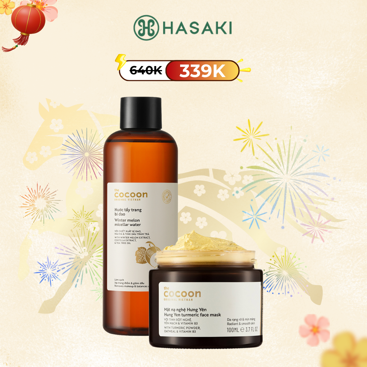   SIÊU GIẢM GIÁ   Combo  Cocoon Nước Tẩy Trang Bí Đao Giảm Dầu + Mặt Nạ Nghệ Hưng Yên Giúp Da Rạng Rỡ Hasaki Sản Phẩm Chính Hãng 