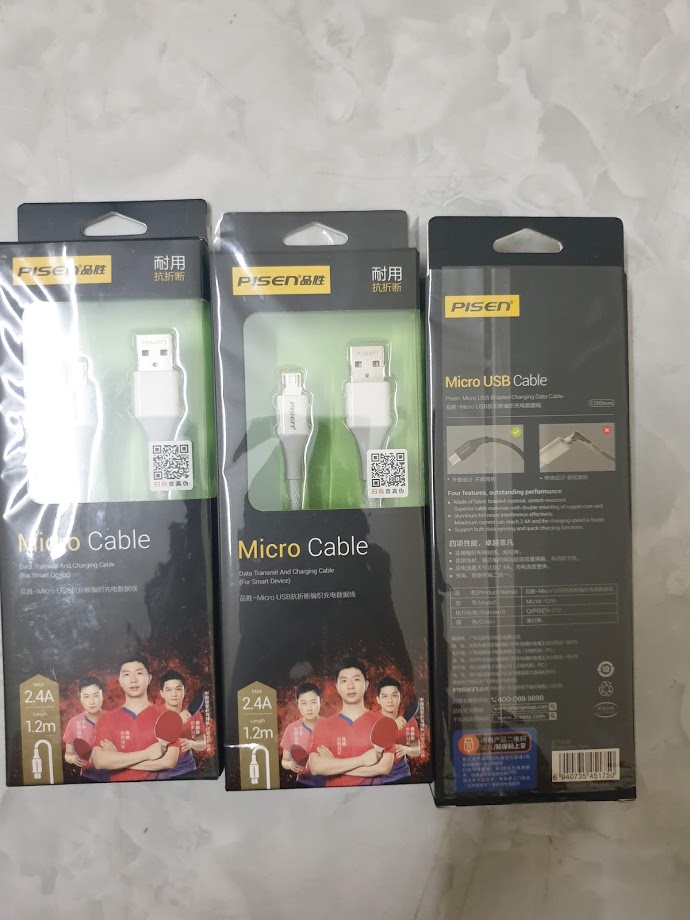 Dây cáp sạc micro usb pisen braided 1.2m chống gãy chính hãng