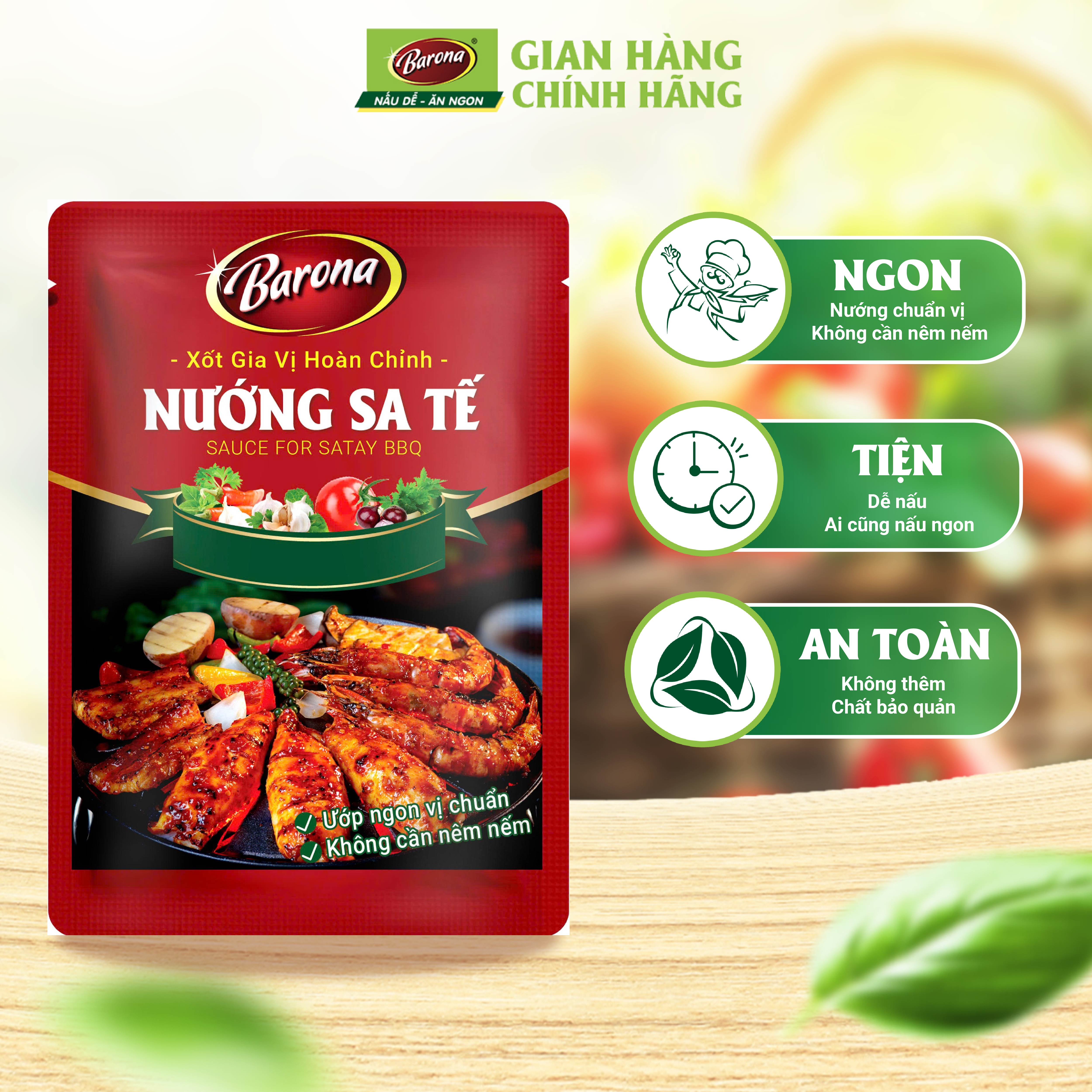 Xốt gia vị Nướng Sa Tế Barona 80g ướp nướng đa năng, ngon chuẩn vị không cần nêm nếm