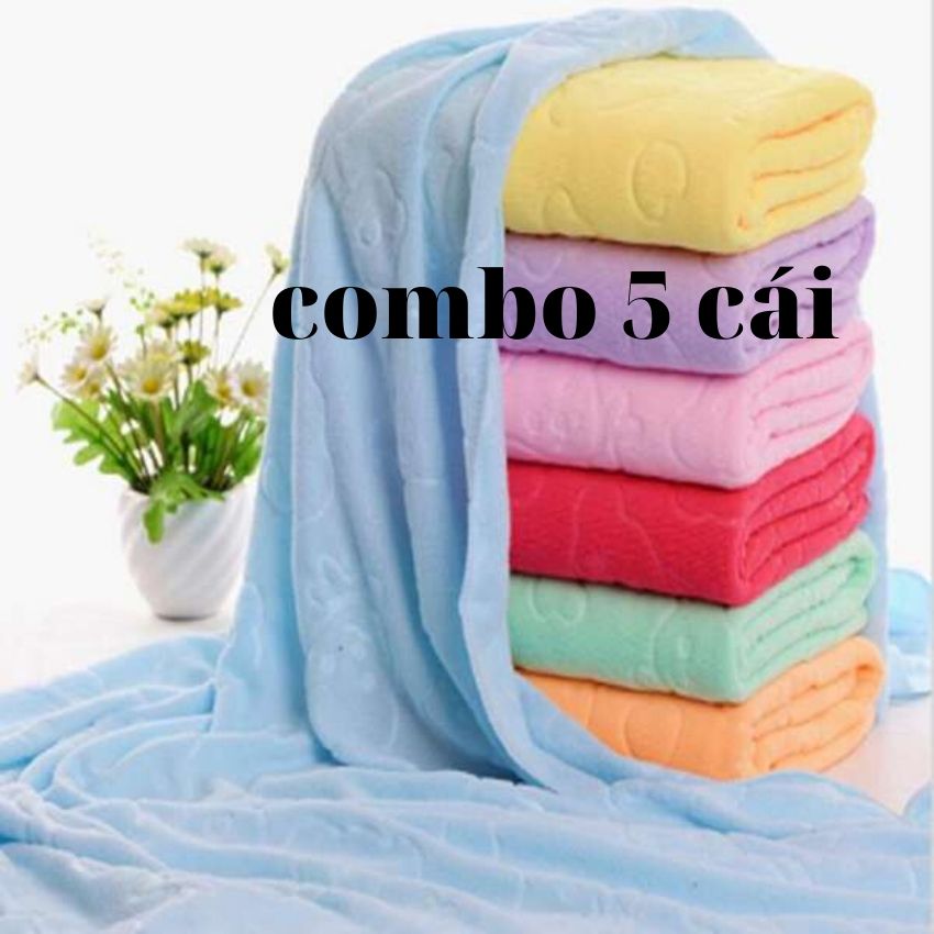 [ Có video ] - Combo 5 chiếc Khăn tắm xuất Nhật, mền, mịn, thấm nước tốt, kích thước 140cm x 70cm - ( Giao nhiều màu khác nhau )