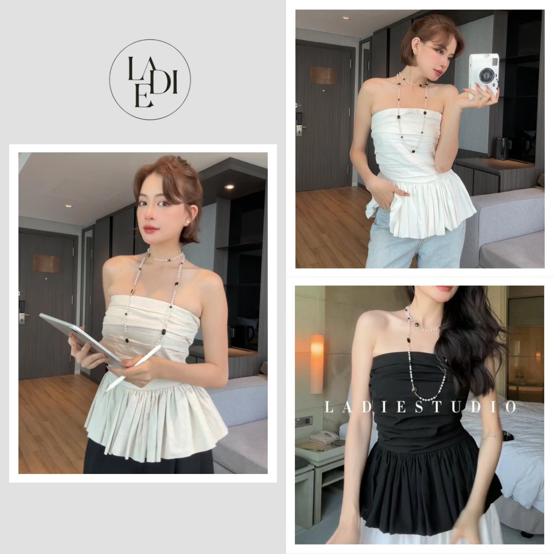 Áo ống dập ly dáng xoè chun lưng Hani Top, AO53, Ladie Studio