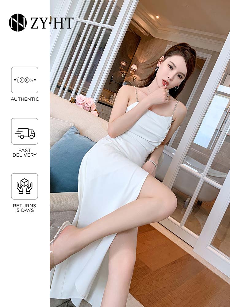 ZYHT eravogue Đầm váy đầm trắng đầm dài đầm body đi tiệc cưới váy đi tiệc cưới đầm ren đầm khâu ren đầm đơn đầm thời trang đẹp đầm thời trang đầm thanh lịch 5087