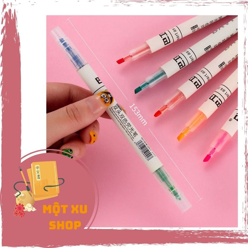[ FREESHIP ] Bộ 6 Cây Bút Dạ Quang 2 đầu highlighter Đánh dấu ghi chú nhiều màu tiện dụng motxushop but07