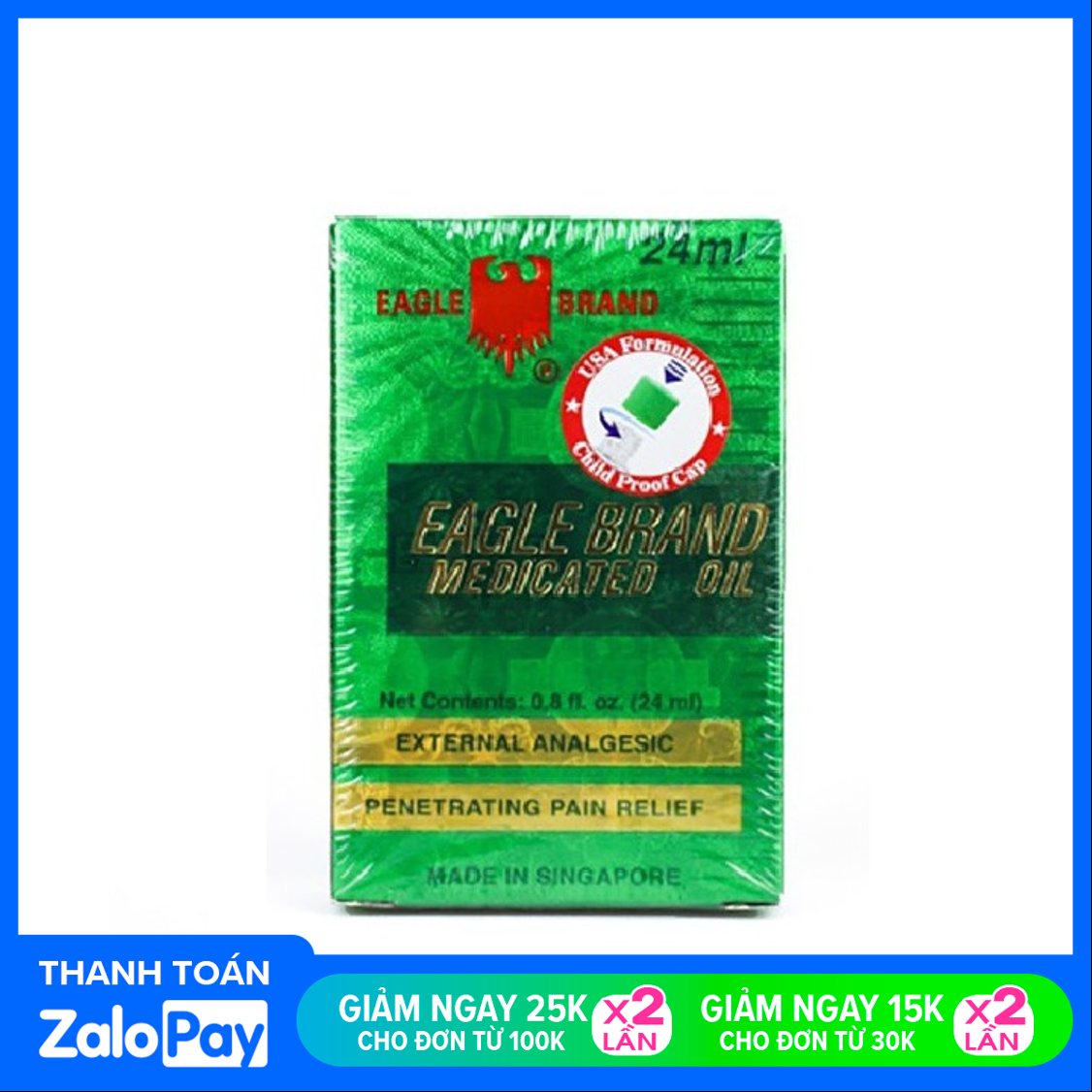 [HCM]Dầu gió xanh Mỹ hiệu con Ó Eagle Brand Medicated Oil 24ml (USA Formulation) - Made in Singapore