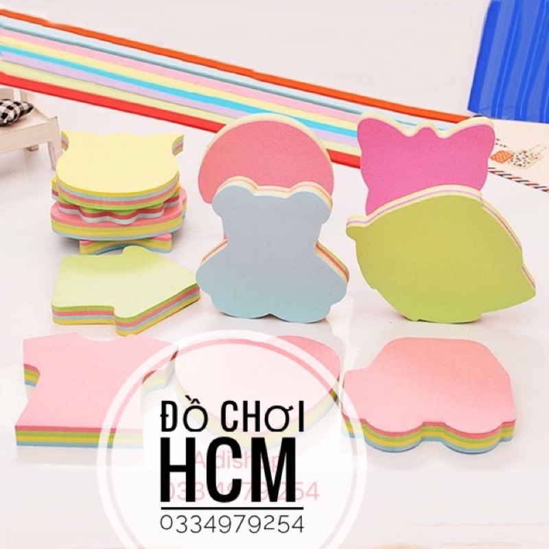 Giấy ghi chú, giấy take note, giấy nốt hình trái tim/ trái cây/ hoa quả dành cho bé ghi nhớ, ghi chép, học tập