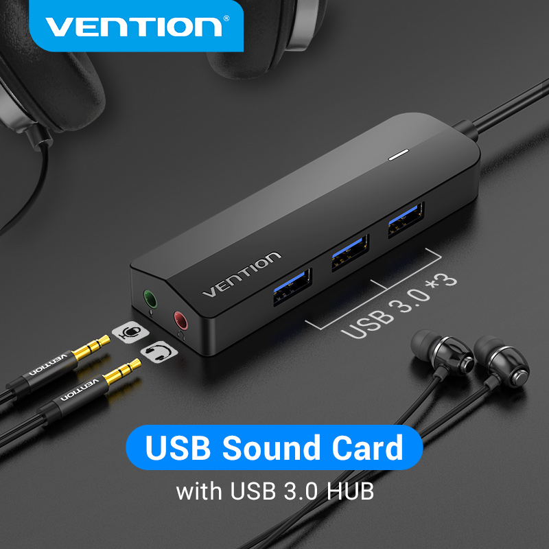 【COD】Vention Bộ chia âm thanh kết hợp USB Hub 3 cổng USB 3.0 HUB có hỗ trợ nguồn điện Hỗ trợ cả tai nghe và micrô cho PC Đĩa flash tai nghe Bàn phím tai nghe Hub USB Card âm thanh và bộ chia 3 cổng USB