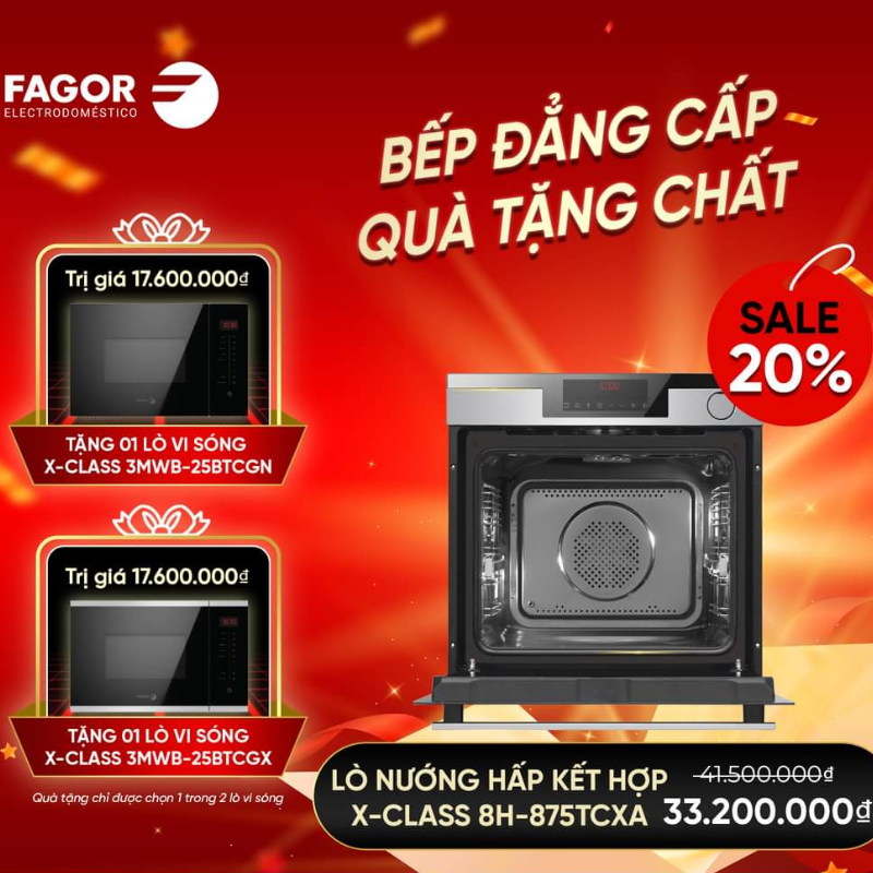 Lò nướng kết hợp hấp FAGOR 8H-875TCXA TẶNG 1 Lò vi sóng FAGOR 3MWB-25BTCGN