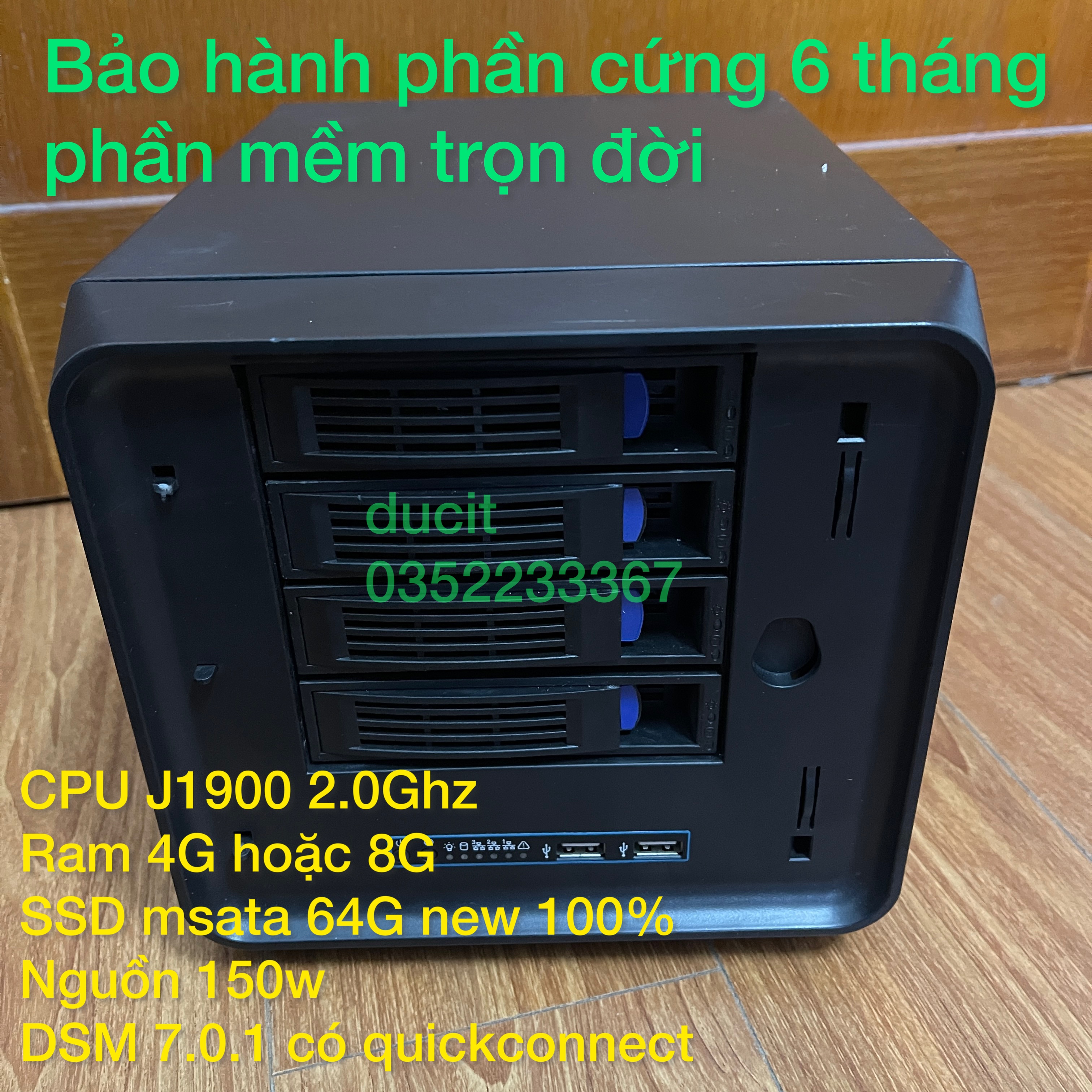 Xpenology, ổ cứng mạng J1900 lõi tứ 2.0Ghz, LAN Gigabit, SSD 64G