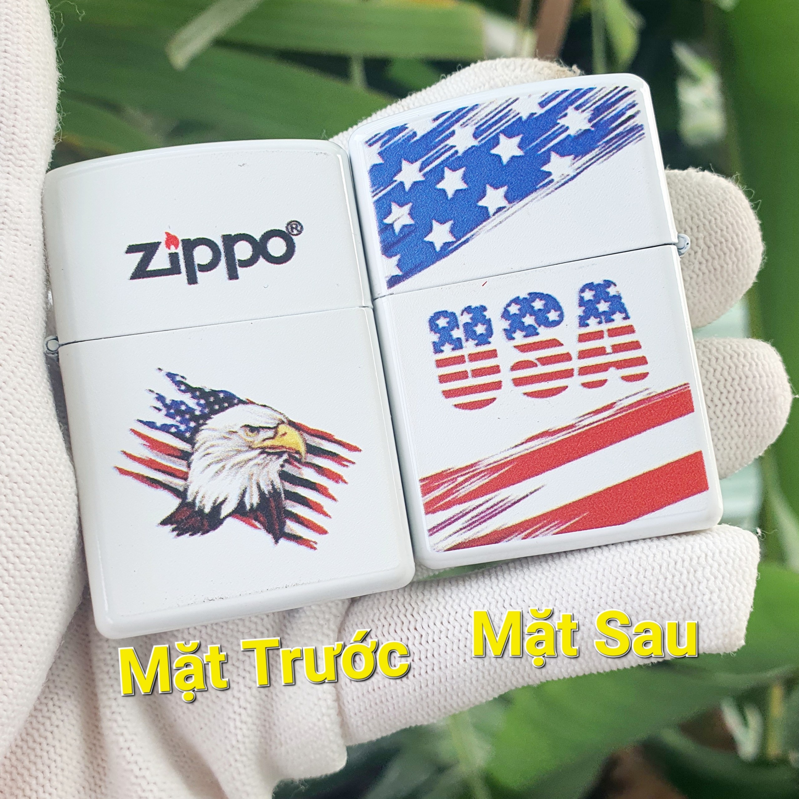 Bật lửa zippo sơn tĩnh điện trắng đại bàng mỹ mẫu 02 a-24 hộp quẹt zippo sưu tầm