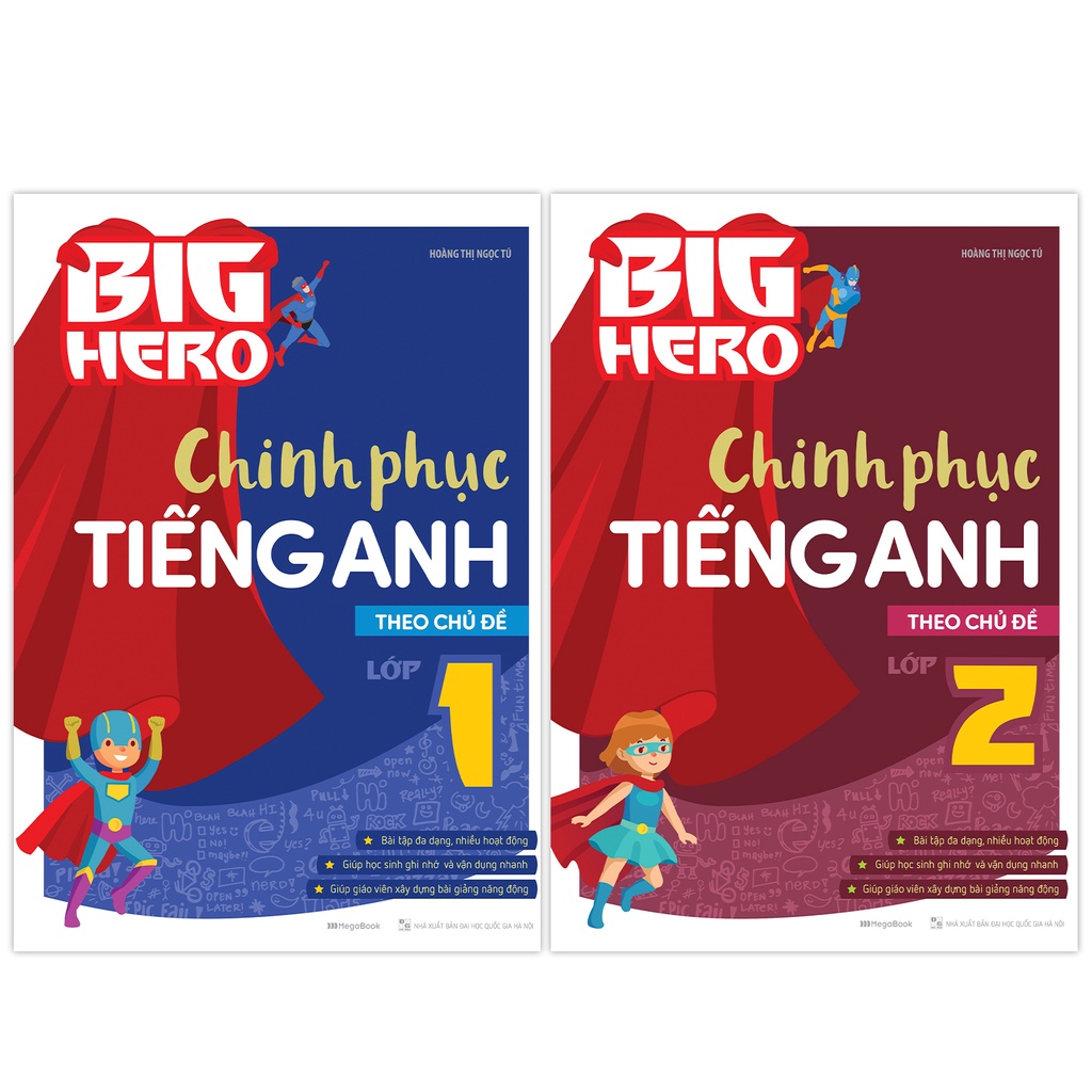Sách Combo 2 cuốn Big Hero Chinh phục tiếng Anh theo chủ đề Lớp 1, Lớp 2 - Megabook