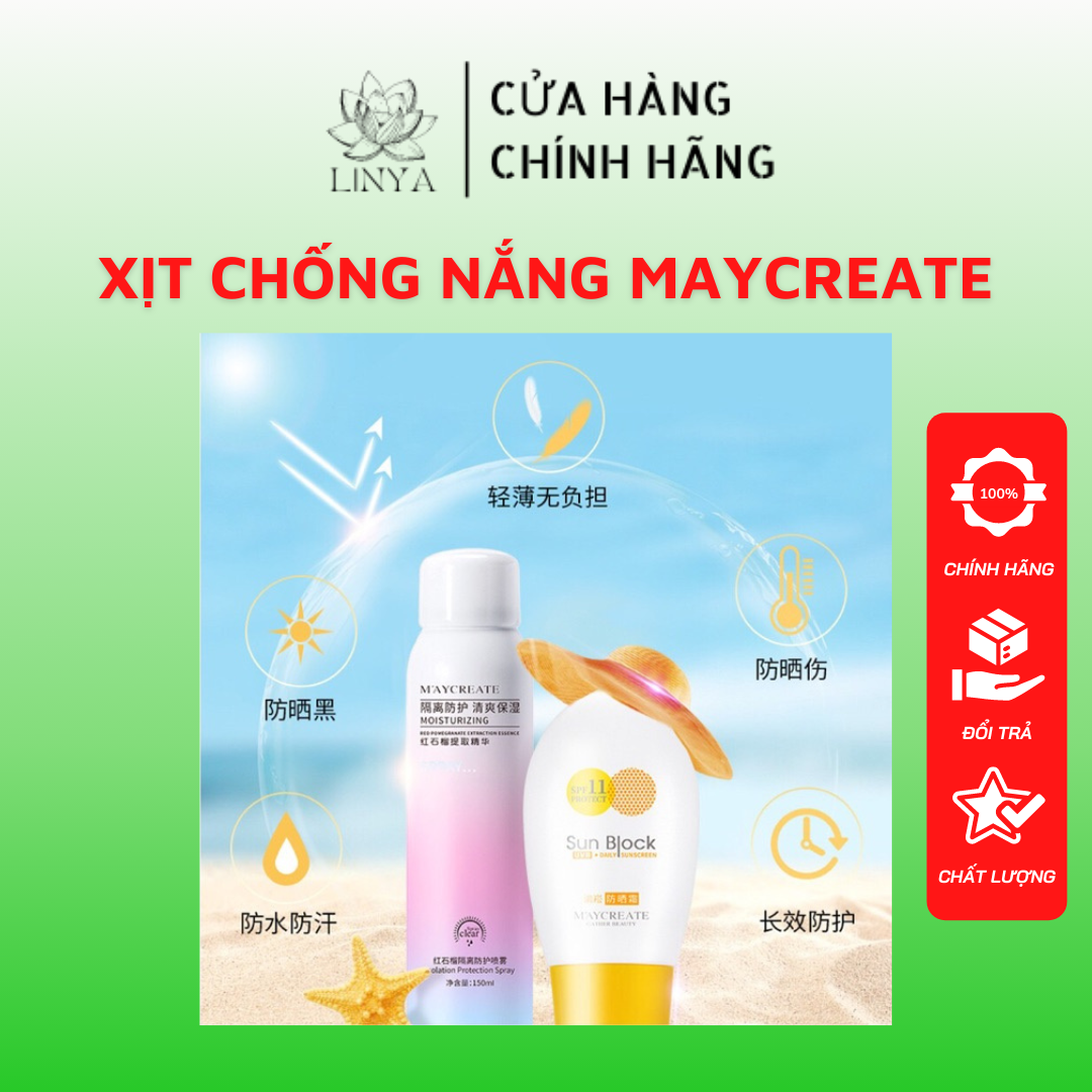 Xịt chống nắng trắng da Maycreate Moisturizing Spray - CHÍNH HÃNG
